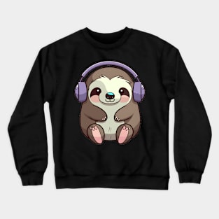 Sloth headphones Crewneck Sweatshirt